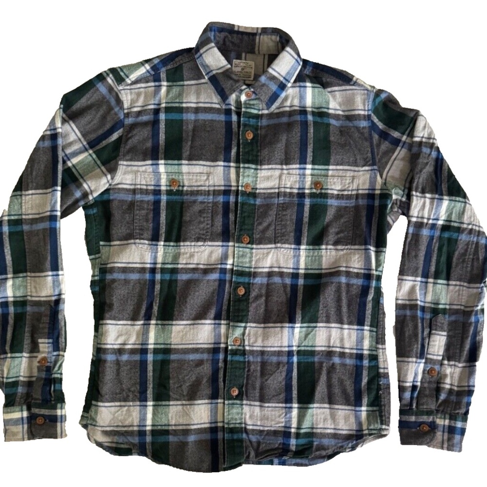 J Crew Flannel Button Up Shirt Long Sleeve Tartan Plaid Men’s Slim Fit Medium